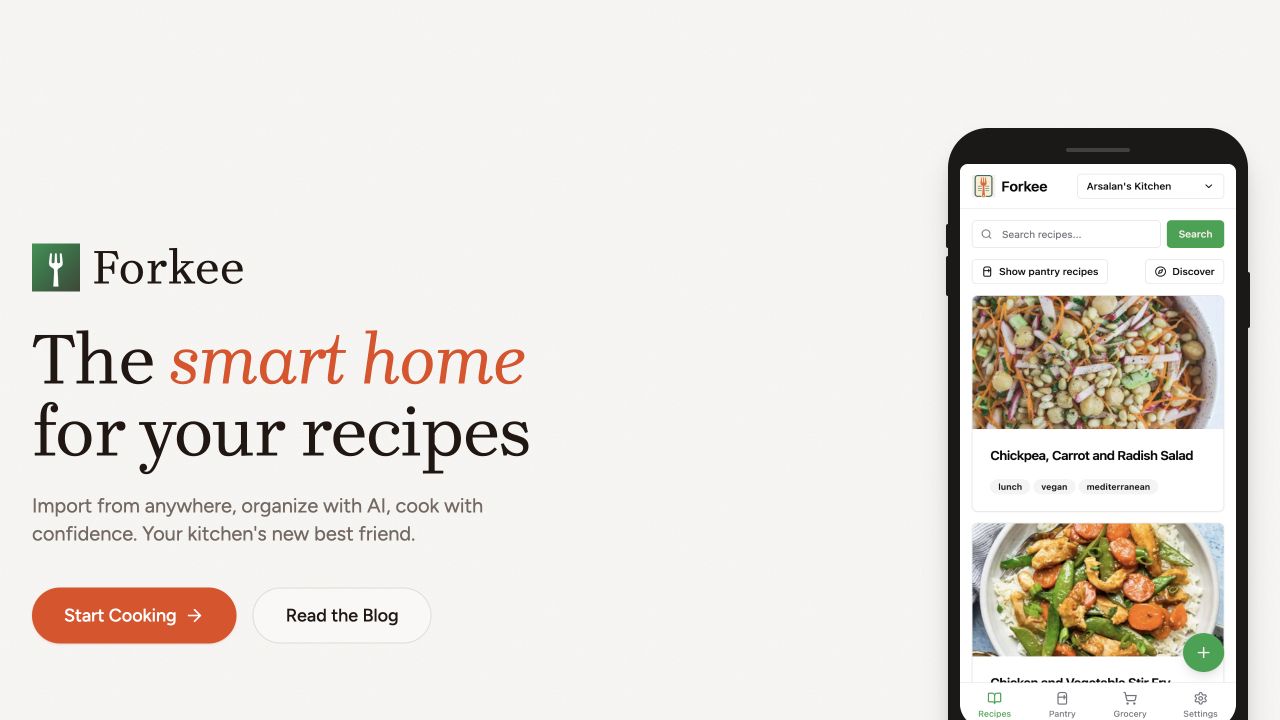 Forkee homepage